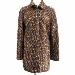 Bogner Wool Bouclé Coat Multicolor‎ Loop Weave Jacket US 10 EU 40